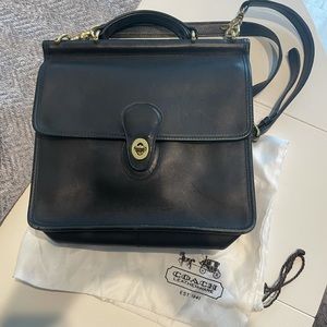 Vintage Black Coach Willis crossbody messenger leather bag #9927